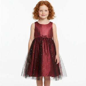 Charming Burgundy formal dress with black sequins.